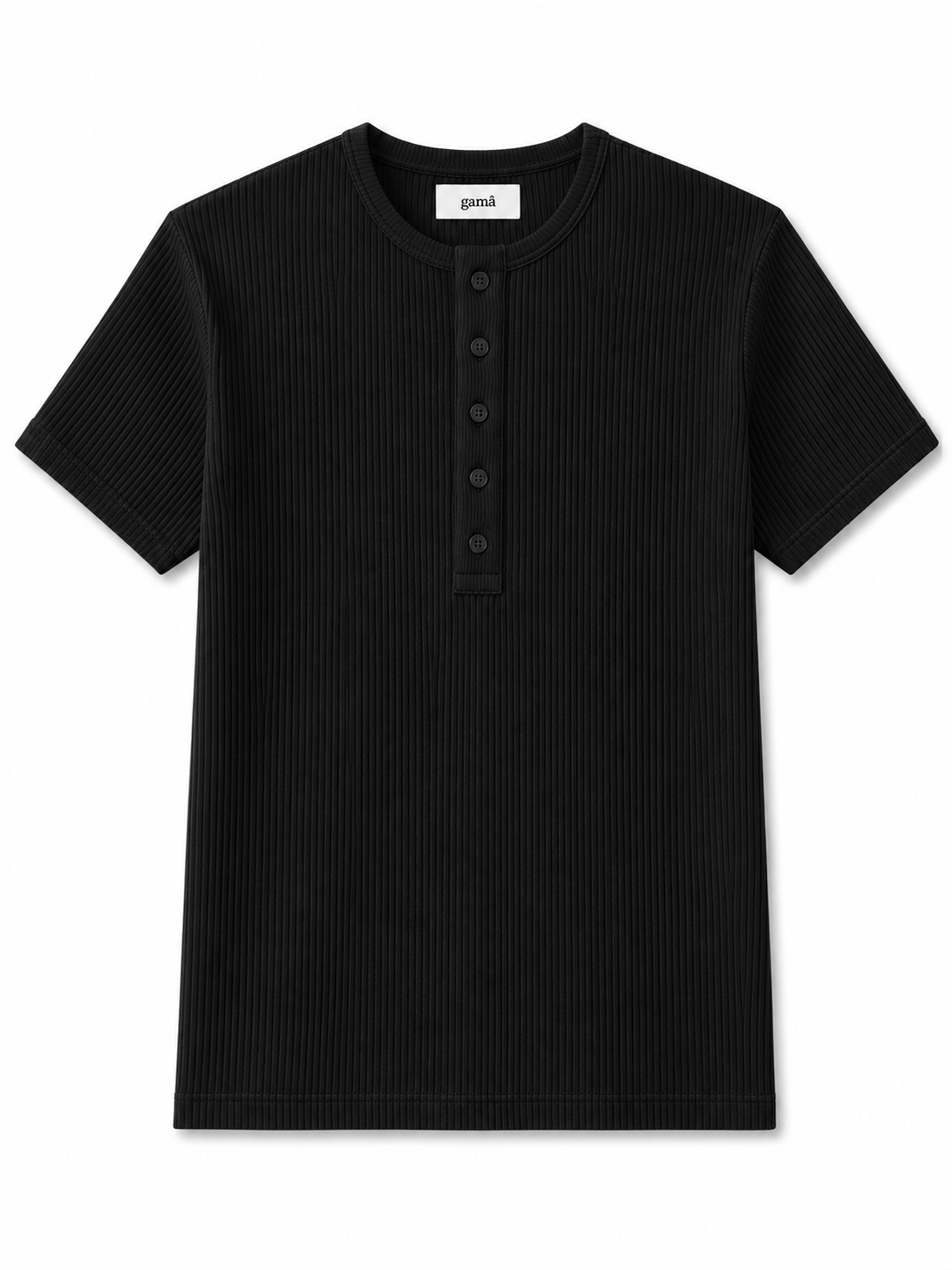 Siyah 5 Düğme T-Shirt