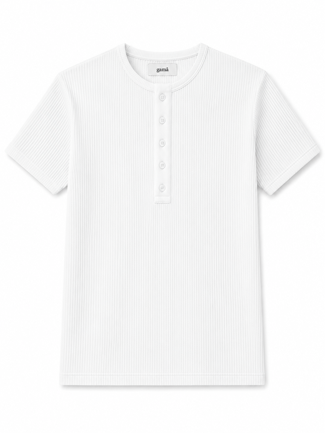 Beyaz 5 Düğme T-Shirt